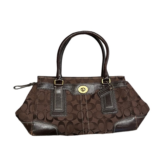 Coach Handbags - Coach Hampton Carryall Signature Brown Leather Bag